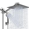 Shower Head Combo 8-12Inch High Pressure Rain Shower Head with Adjustable Extension Arm With 3-way Handheld Shower Spray