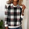 Ladies' Plaid Printed Casual Long Sleeved Sweatshirt Top