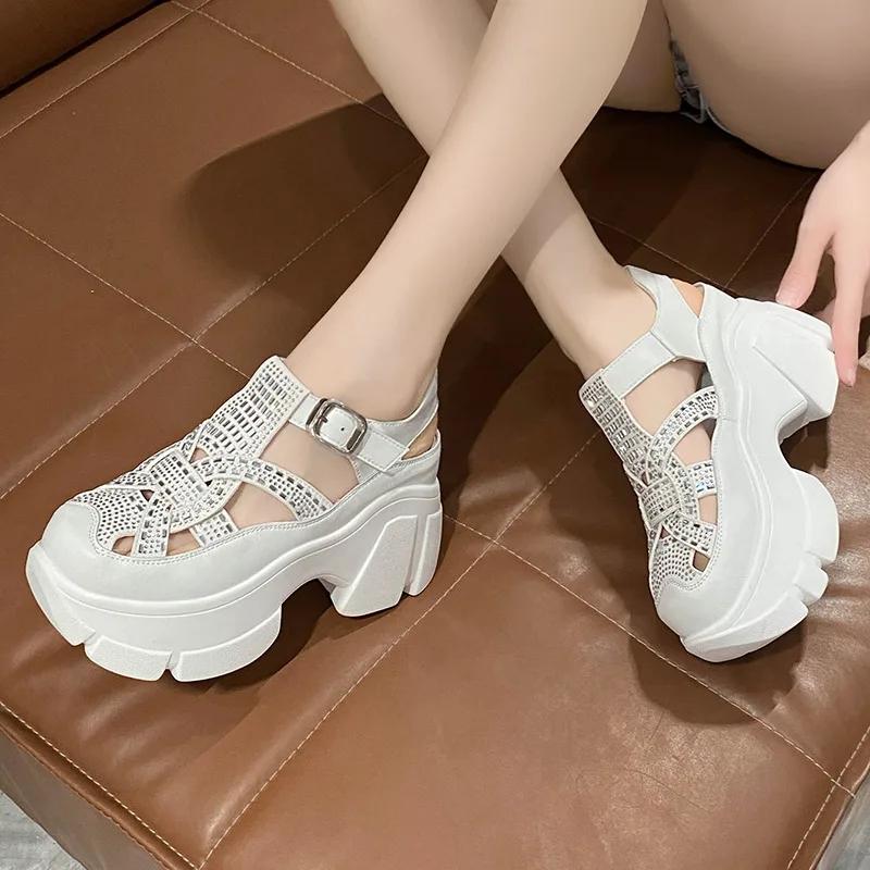 Fashion Dad Sandals Women's 2024 Summer New Platform Shoes Water Diamond Sports Roman Sandals Soft Sole Outdoor Casual Shoes Sandal