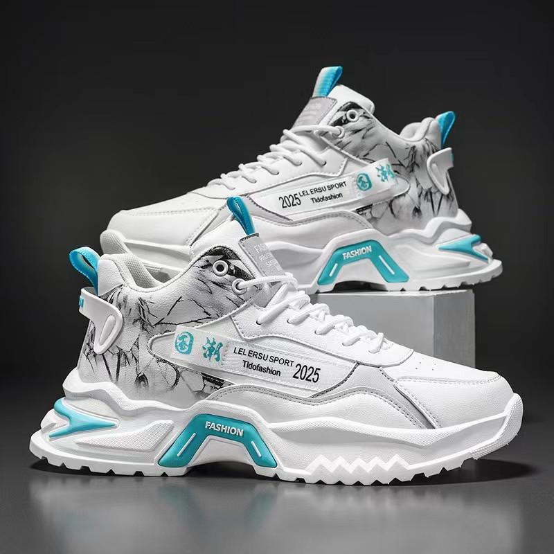 2025 Men's Casual Sports Shoes with Thick Bottom Interior Height Increase Fashion Trend Canvas Upper Material and Mesh Lining