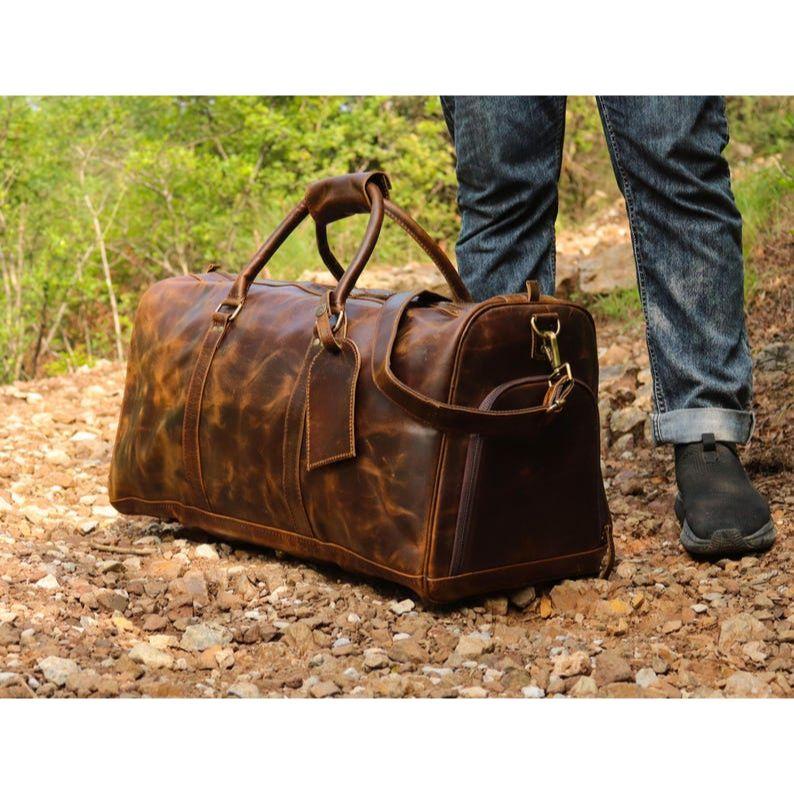 Buffalo Leather Duffle Bag: Handmade Full Grain Weekender