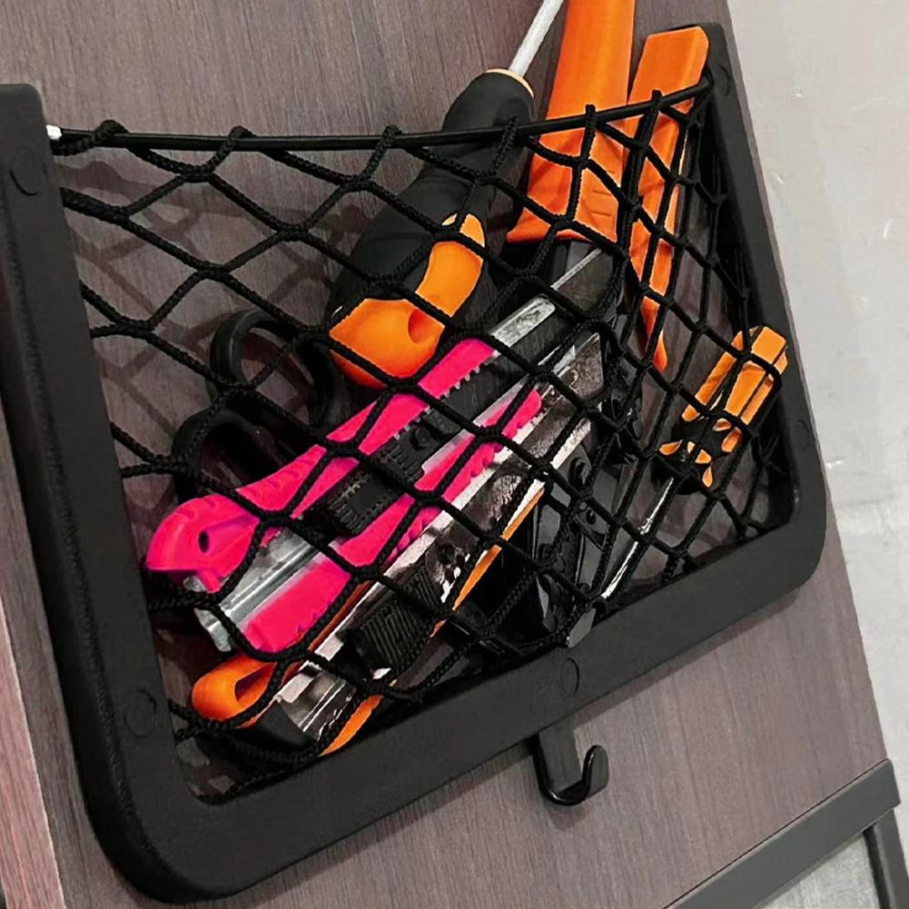 Car Storage Net Stretchable Mesh, Framed Car Mesh Organizer, Elastic Sticker Universal Rear Mesh, for Bus Camper SUV Vehicle RV