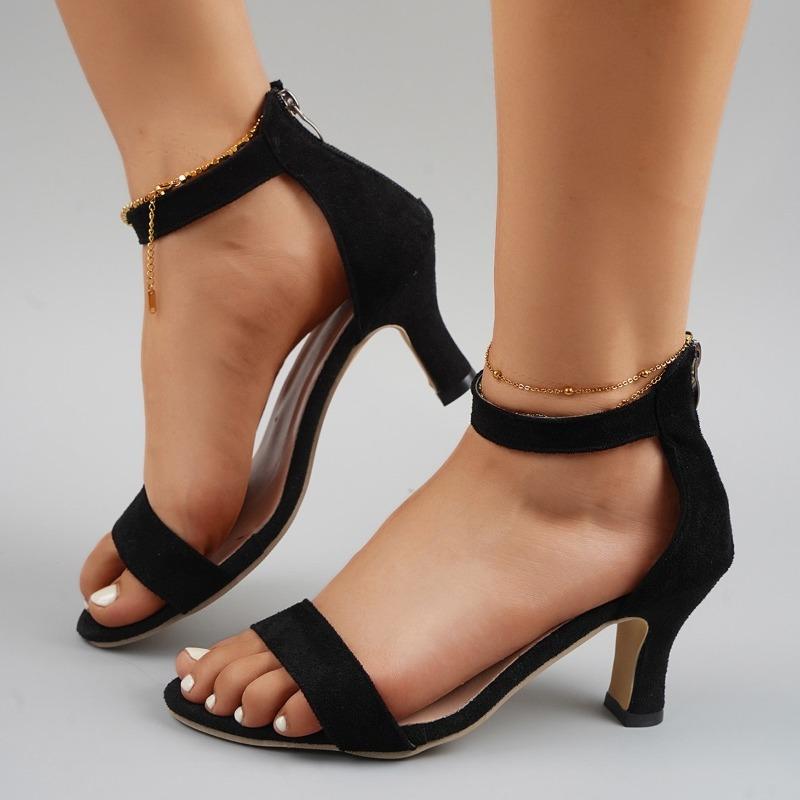 Fashion Fashion Summer Low Heels Ankle Strap Sandal Open Toes Sexy High Wedding Party Shoes Plus Size Women High Heel Sandals