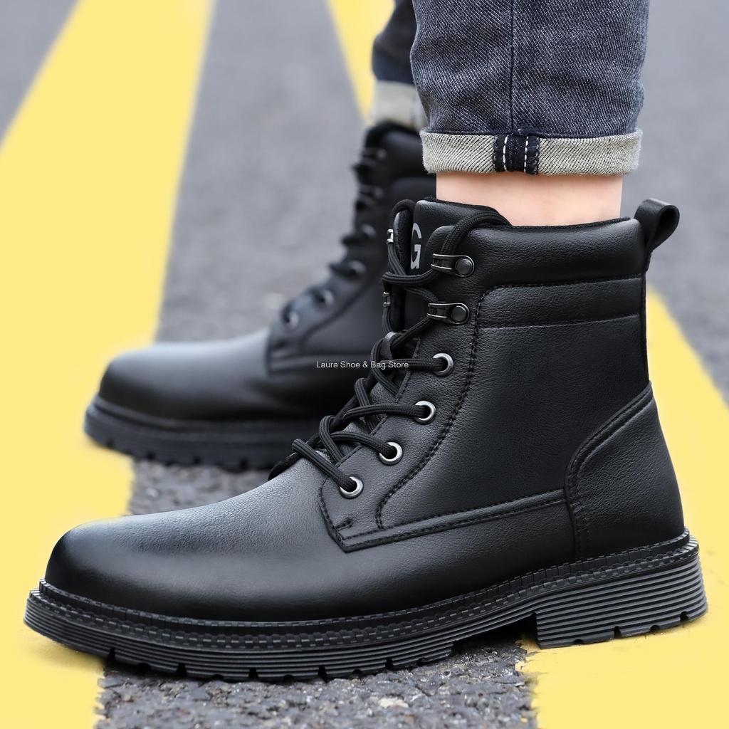 Fashion Waterproof Leather Safety Boots For Men Winter Boots Steel Toe Black Work Boots Indestructible Industrial Safety Shoes Man Shoes