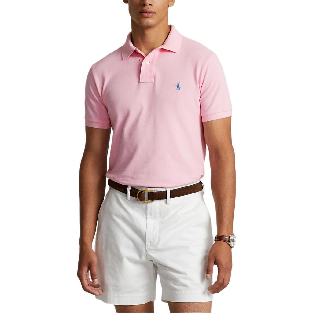 Polo Ralph Lauren Solid Logo Slim Fit Polo Shirt Men Tops Pink MNPOKNI1N820336-650