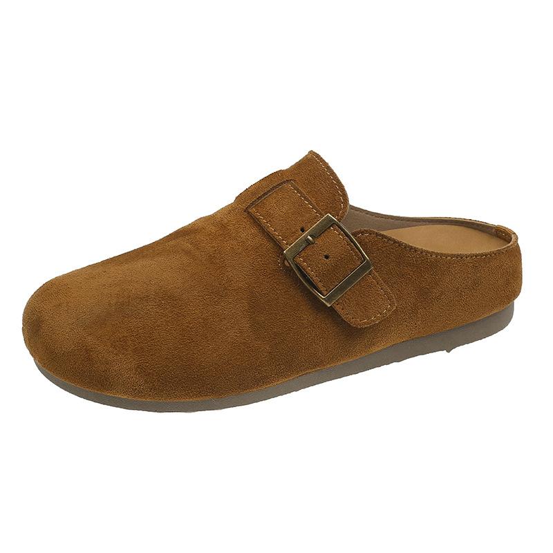 Retro French Baotou Half Slippers Women's 2025 New Summer Fashion Outer Wear Lazy Versatile Flat Thick Bottom Increase