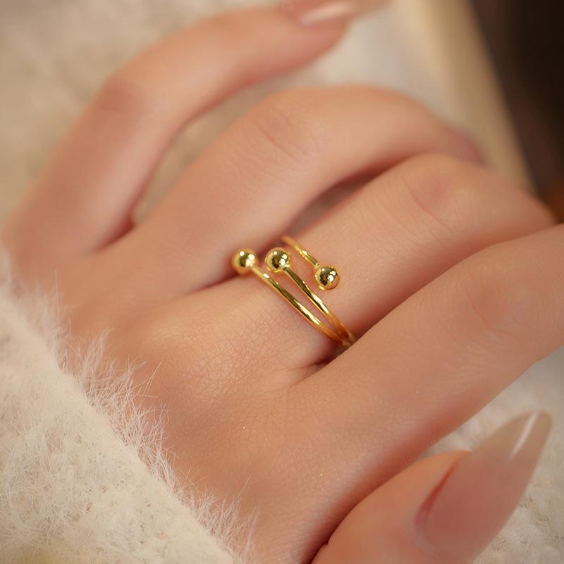 Banyan Tree Silver Bead Adjustable Ring - Women's Cold Style Index Finger Jewelry Trend