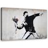 Canvas Print Banksy Throwing Flowers Street Art