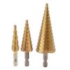 Pagoda Drill Hole Opener Fast Drilling Triangular Handle 4?32mm 4?20mm 4?12mm Step Drill Bit for