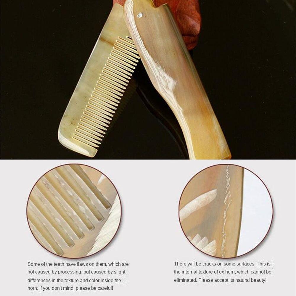 2 шт. Легкая расческа из рога быка, карманная, предотвращающая спутывание волос, прочная, складная расческа для волос, волосы