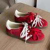 Red Inner Height Increase Women's Shoes Spring and Summer Three Bars Retro Casual Little White Shoes Versatile Shoes