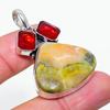 Natural Bumble Bee Jasper,Garnet Gemstone 925 Sterling Silver Pendant 1.85" F3s15