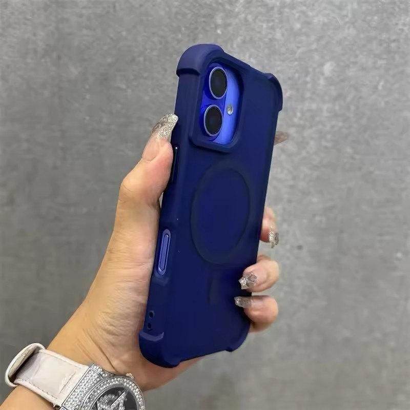 Magnetic Luxury Matte Fall Prevention Armor Shockproof Case For iPhone 16 15 14 13 12 Pro Max Wireless Charge For Magsafe Cover