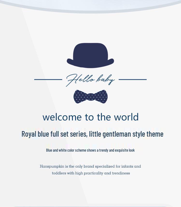 Royal Blue Baby Boy Gentleman Suit Gift Set for Autumn/Winter - Perfect for First Birthday, Full Moon, or Hundred Days Celebration