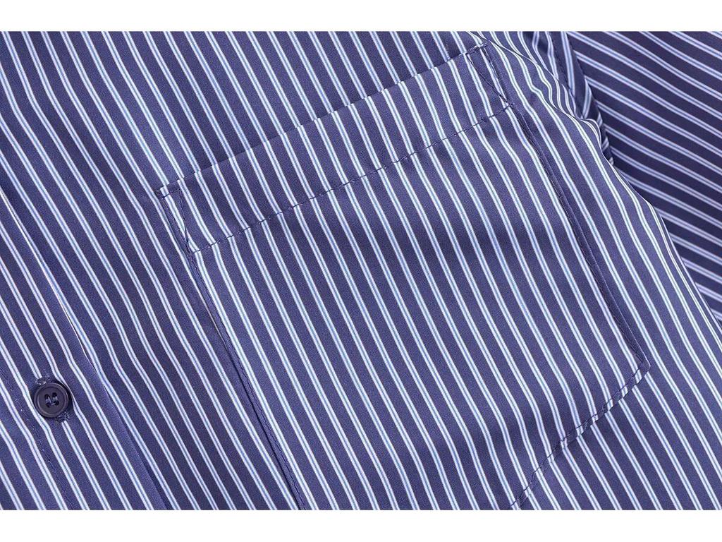 2024 Winter Women's European & American Batwing Sleeve Striped Shirt