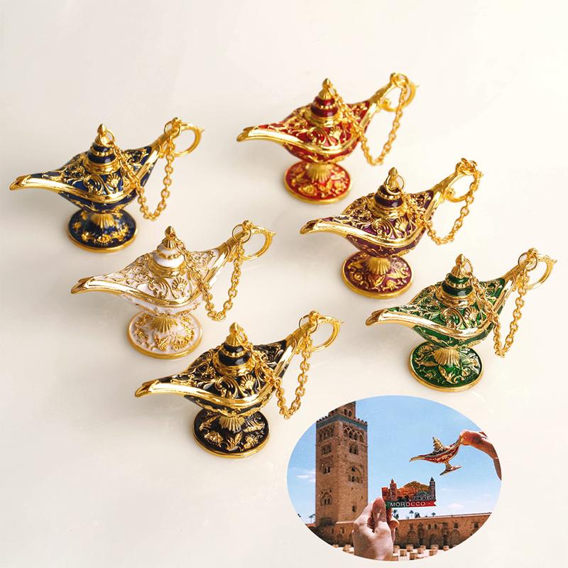 Divine Wishing Lamp Aladdin Lamp Ornament Living Room Decoration Vintage Palace Style Gongyen Home Festivals Dinner Decor Crafts
