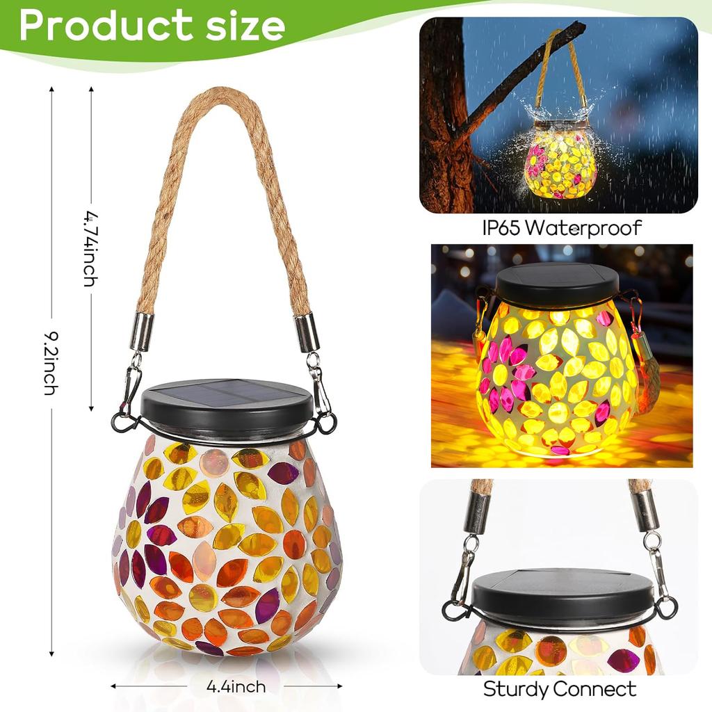 Solar Light Outdoors Lantern Solar Charging Colorful Decorating Solar Mosaic Lantern Lamp Solars Garden Light Garden Decoration