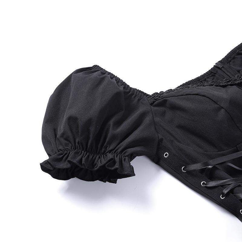 AltGoth Vintage Gothic Princess Dress Women Dark Harajuku Lace Up Cross Corset Dress Streetwear Partywear Lolita Dress Female