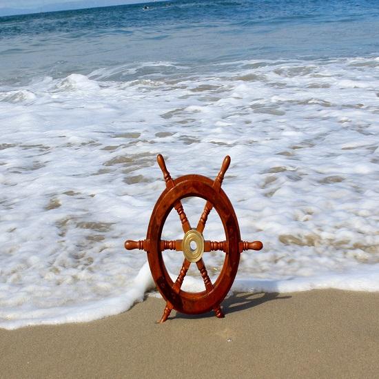 Nautical Brass Ship Wheel Home Wall Decor