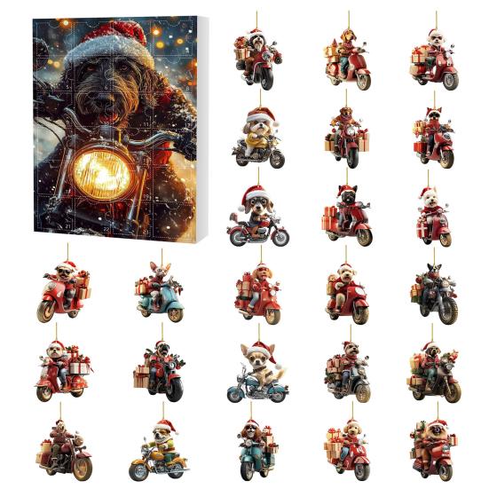 Christmas Funny Motorcycle Dog Advent Calendar 2025 24-Day Countdown with 2D