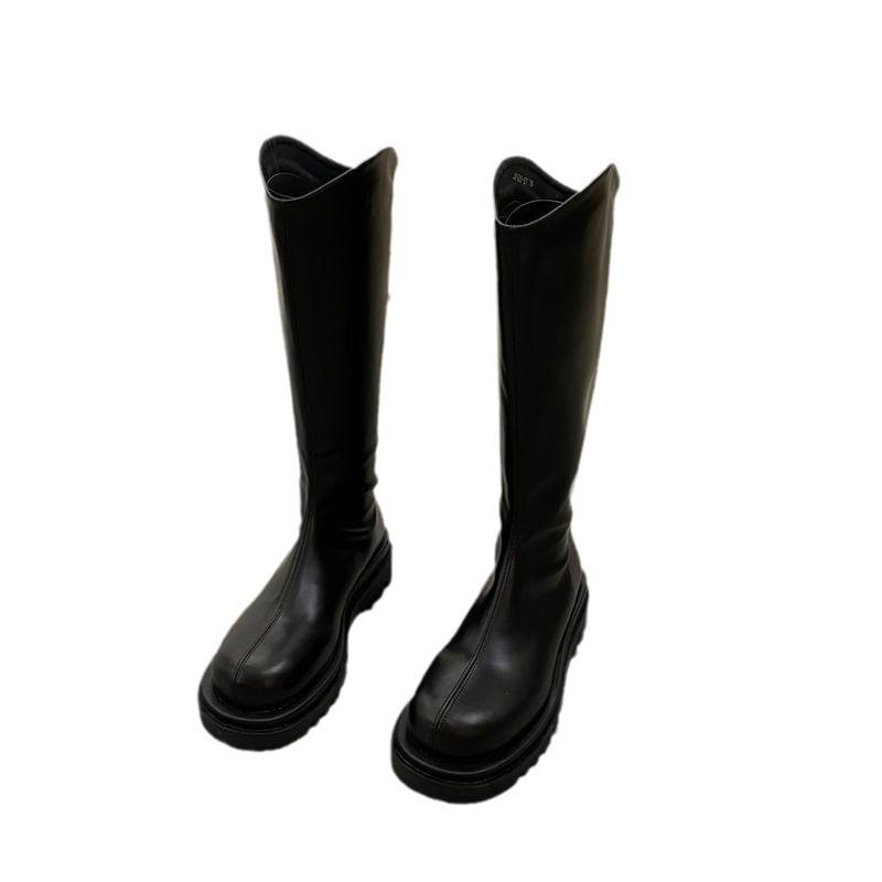 Long Boots Women's Autumn and Winter New Versatile High Boots Rear Zipper Thin Boots But Knee Mid Boots