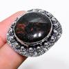 Кольцо из натурального красного дерева и обсидиана, стерлинговое серебро 925 пробы, размер 10,5 k1p37