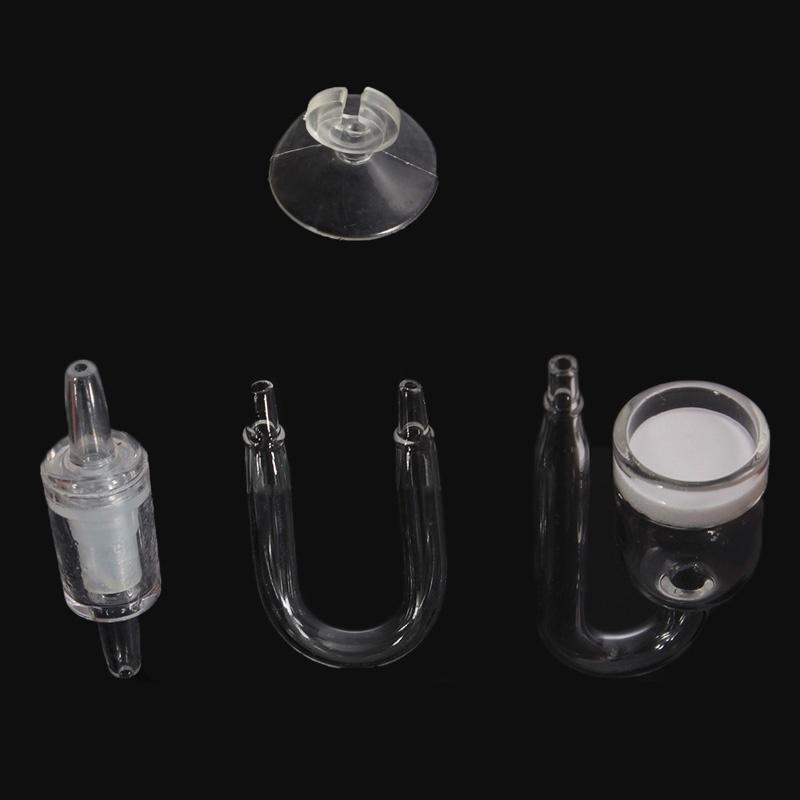 Aquarium CO2 Diffuser Check Valve U Shape Glass Tube Suction Cup for 4x6mm Tube