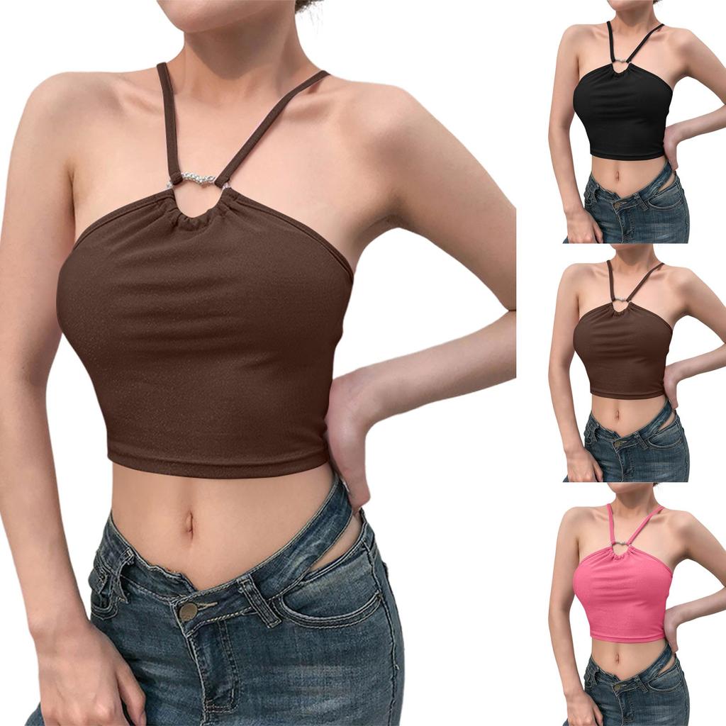 Women's Sexy Tight Strapless Cross Ultra Short Love Circle Sleeveless Vest Top