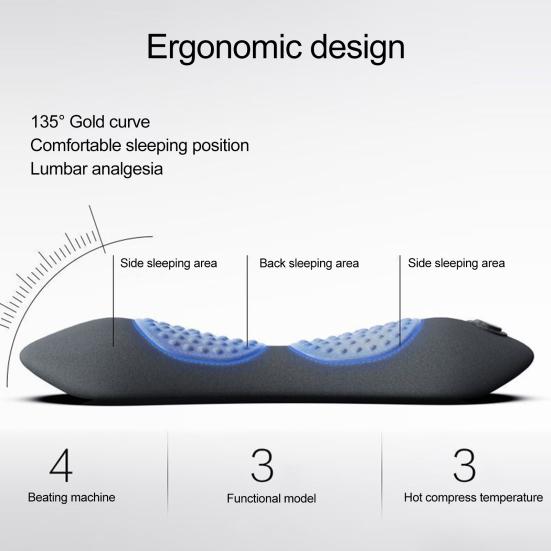 Lumbar Support Pillow Deep Tissue Massager with Heating & Vibration Memory Foam Cushion for Travel Home Office Use