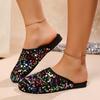 Fashion 2025 Brand Ladies Shoes Closed Toe Women's Slippers Fashion Outdoor New Plus Size Sequins Comfortable Best Seller Flat Slippers