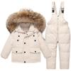 Winter Down Jacket Set for Kids Toddler Boys and Girls , 90% White Duck Down, Warm Windproof Snow Suit with Hood and Pants, 1–6 Years