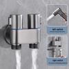 Dual Control Copper Angle Valve Set with Adjustable Pressure Spray Gun for Household Cleaning.