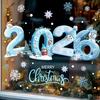 2026 Merry Christmas Window Cling Removable Waterproof PVC Winter Christmas Happy New Year Static Glass Sticker Holiday Party Decoration Decal