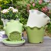 1PC Durable Living Room Lotus Leaf Edge Flowerpot Garden Practical Long-lasting Resin Not Easily Broken Elegant Flowers