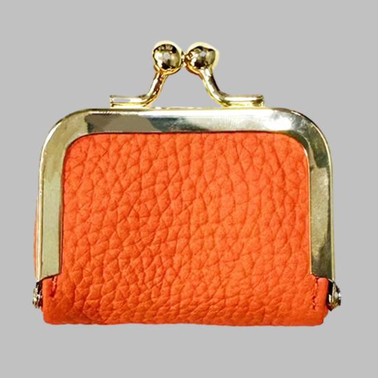 Ladies Mini Coin Purse Genuine Leather Wallet Solid Color Kiss Lock Change Pouch Small Storage Bag for Jewelry Keys