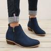 Gyh Spring Women Ankle Boots Square Mid Heel Zip Shoes Woman Pointed Toe Shoes Female Classic Blue Autumn Boots Plus Size