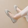 Square-toed Single Shoes for Women Shallow Rhinestone Shoes Flat Shoes with Soft Soles