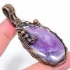 Chevron Amethyst Handmade Copper Wire Wrap Jewelry Pendant 2.80" B6b14