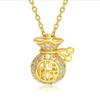 New Lucky Bag Necklace for Women's Lucky Characters Hollow Pendant Design Niche Fashion Collarbone Chain
