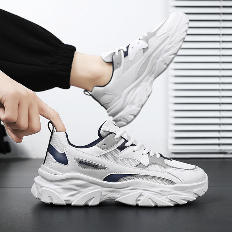 Men Sneakers 2024 New Autumn Breathable Mesh Korean Version Trendy Thick Sole Comfort Lace Up Sports Shoes Zapatillas De Hombre