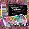 Gel Pen Set 100/48/36/24 Pieces Color Gel Pen Glitter Gel Refill Highlight Cute Candy Color Full Glitter For Kids Drawing Graffiti Art Supplies