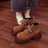 Big Head British Style Retro Short Boots for Women 2025 New Autumn Thick-soled Heightening Maillard Brown Martin Boots for Women