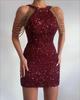 2025 Spring/Summer Crystal Chain Halter Neck Sequin Evening Dress