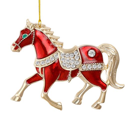 Horse Christmas Ornaments Sparkly Rhinestone Horse Hanging Decoration Acrylic Christmas Tree Ornament for Winter Xmas Party Supplies Holiday Home