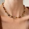 Vintage Brown Natural Tiger Eye Stone Choker Necklace For Women New Trendy Handmade Beaded Chain Necklace Jewelry Gift
