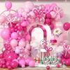 Pink Balloon Chain Set Metal Powder Balloon Set Wedding Party Decoration Balloon Yearly Arrangement Set