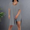 Women Plus Size 2 Piece Outfits Side Split Short Sleeve Tunic Tops And Skinny Biker Shorts Sets Summer Lounge Tracksuit