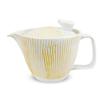 J-kitchens Isayama Kiln Teapot, Small, Hasami Ware, Made In Japan, 240ml, 1-2 Person Capacity, with Tea Strainer, Striped Yellow