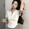 Short-Sleeved T-shirt Women's Short Skinny T-shirt Summer Design Retro Hot Girl Top Clothes Polo