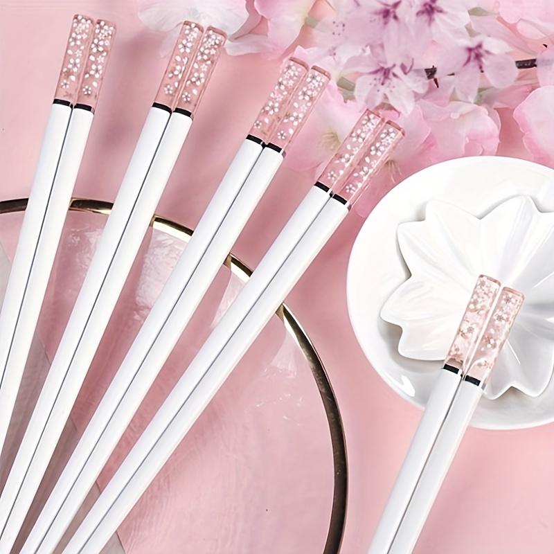 Amber Sakura Chopsticks Antibacterial Anti-slip High Temperature Resistant Reusable for Sushi Food ChopsticksTableware